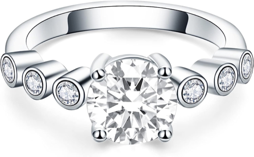 Vintage Round Cut White Topaz  Engagement Ring