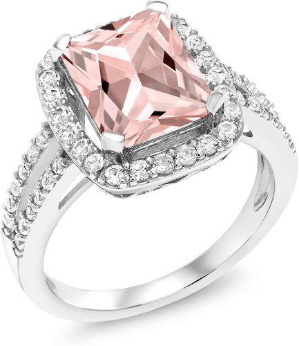 Unique Emerald Cut Morganite Engagement Ring