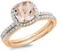 Unique Cushion Cut Morganite set  Ring