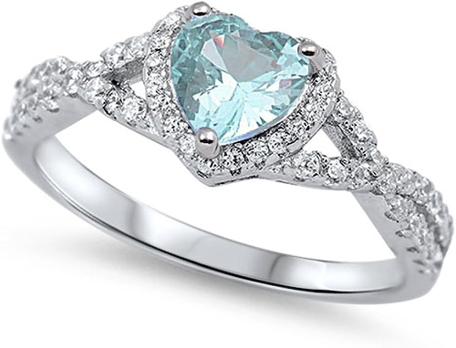 Unique Heart Cut Aquamarine Engagement Ring