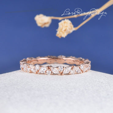 Full Eternity Marquise Moissanite Wedding Band