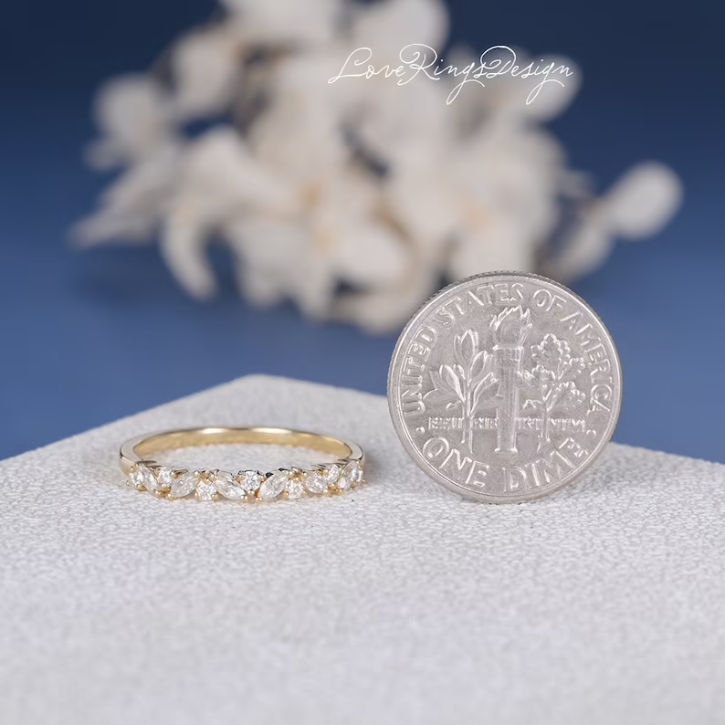 Marquise Moissanite Cluster Wedding Band