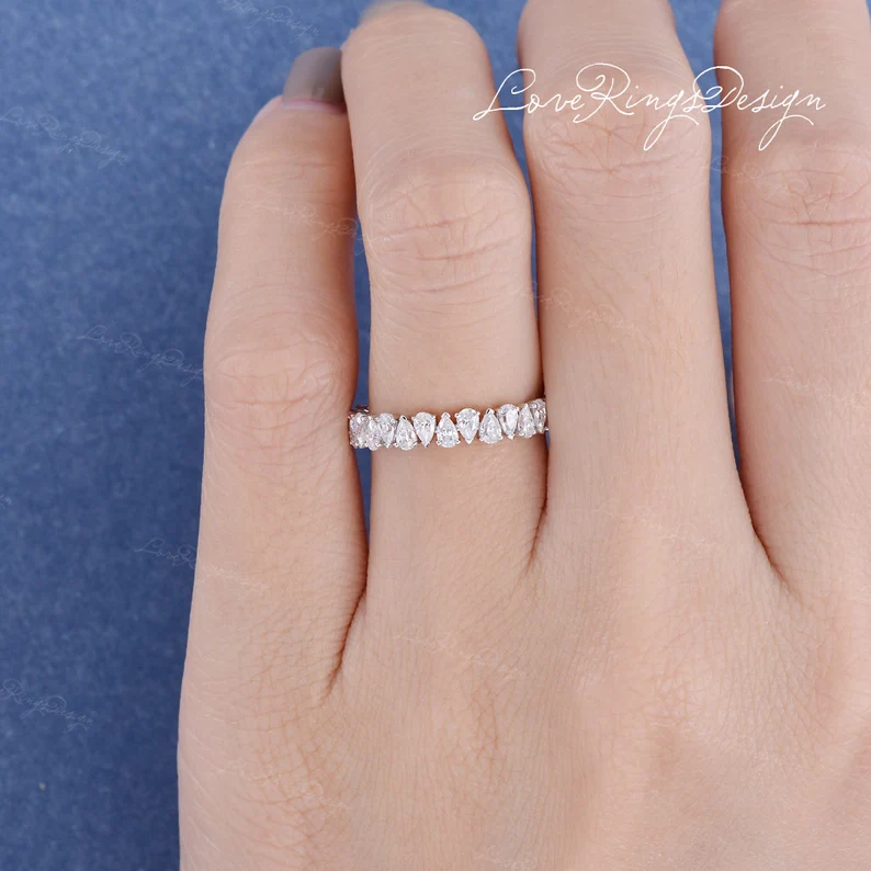 full eternity pear moissanite band
