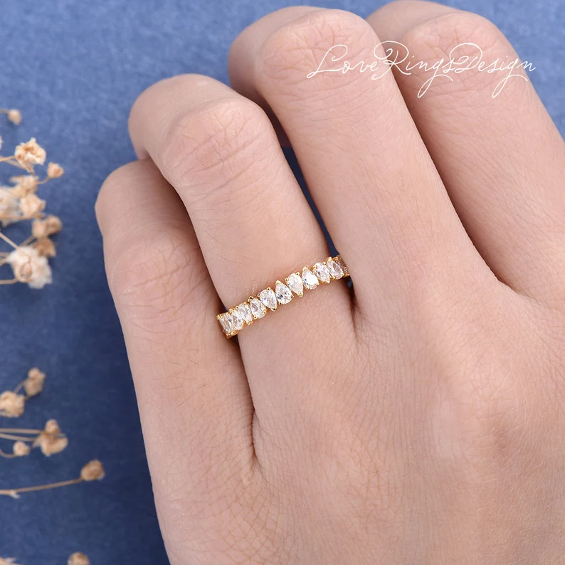 full eternity pear moissanite band