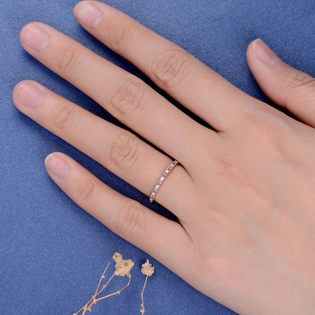 Gradient Blue Sapphire Wedding Band