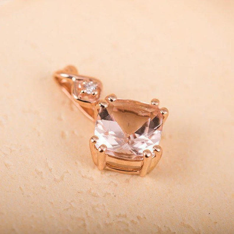 Rose Gold Morganite Pendant Necklace