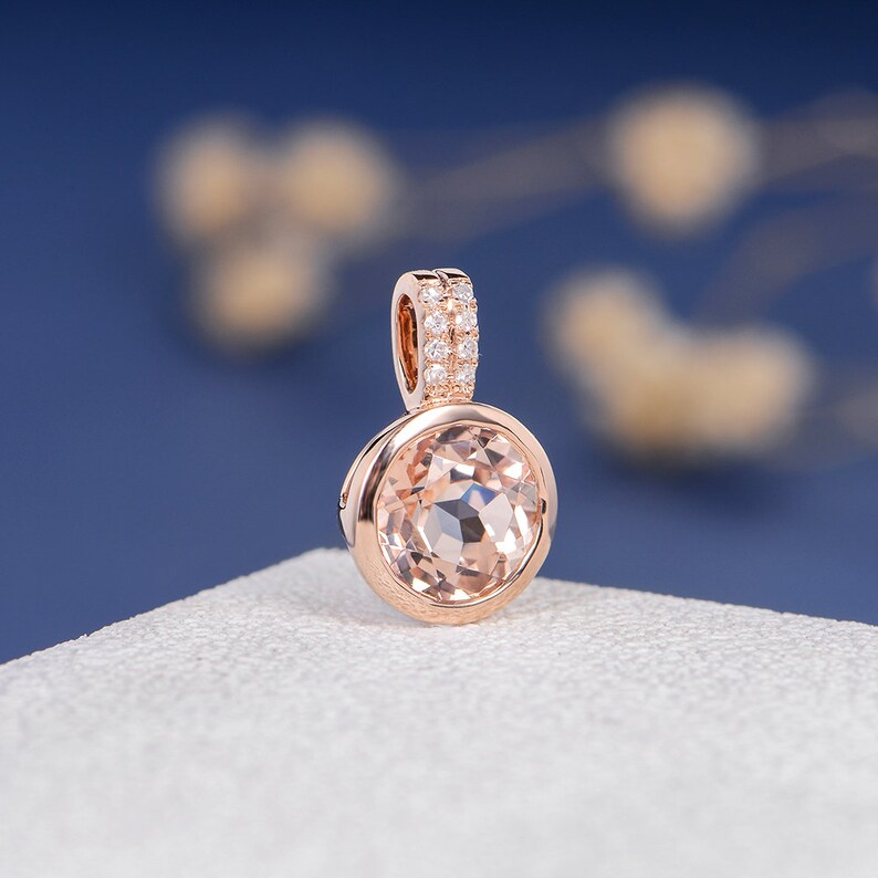 Rose Gold Morganite Pendant Necklace
