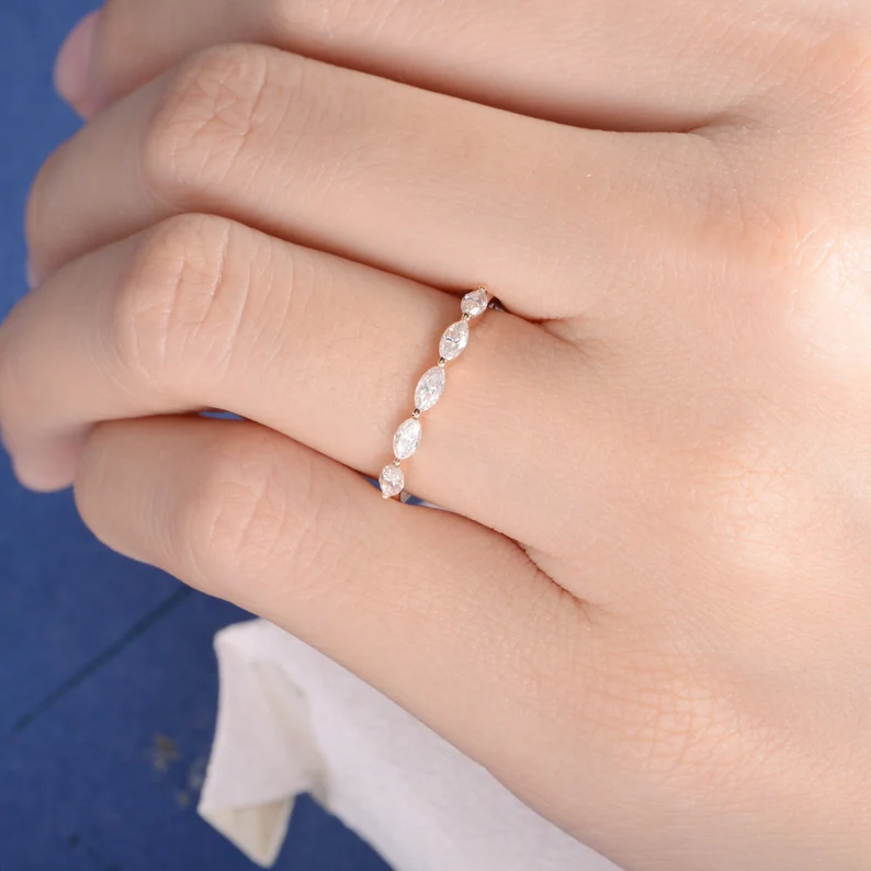 Unique Moissanite Wedding Band