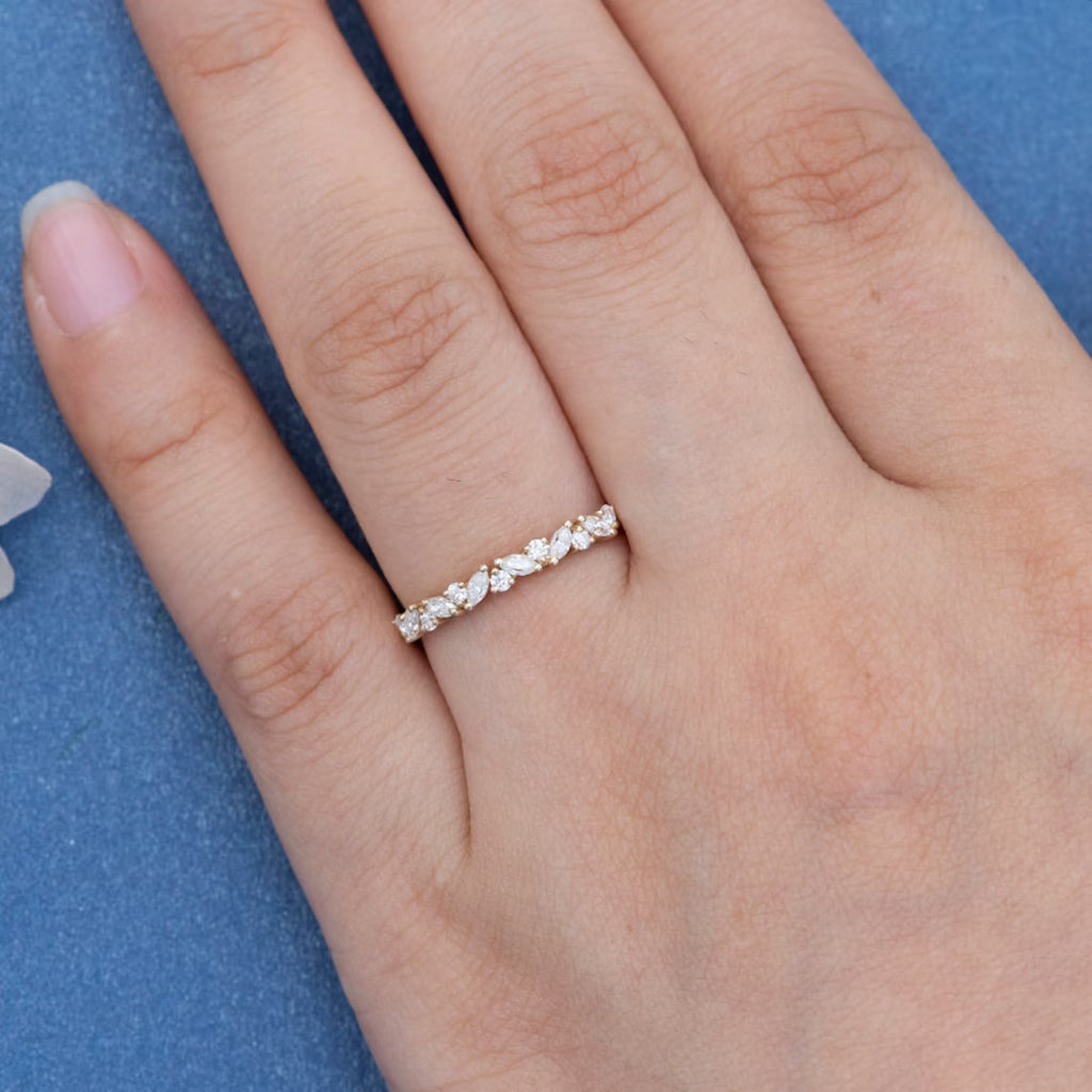 Unique Cluster Moissanite Wedding Band