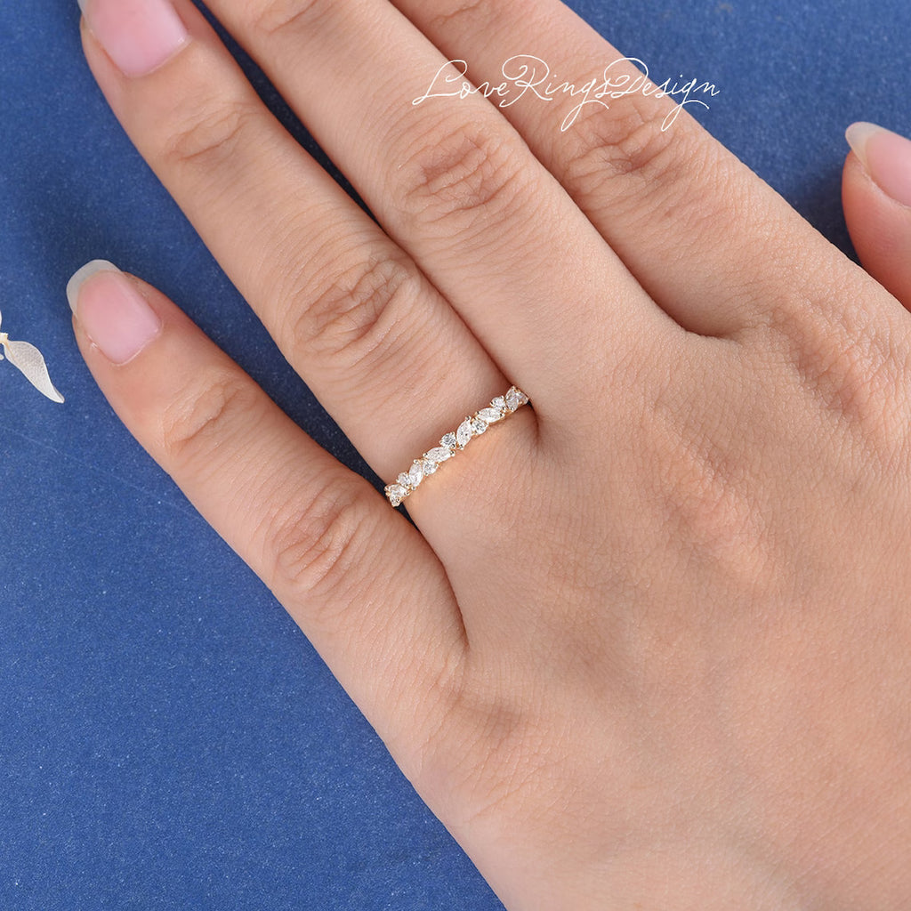 Unique Cluster Moissanite Wedding Band