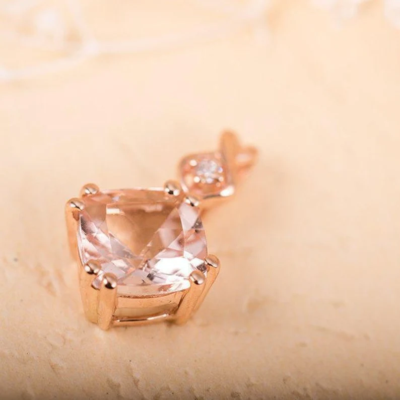 Rose Gold Morganite Pendant Necklace
