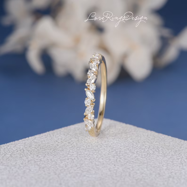 Marquise Moissanite Cluster Wedding Band