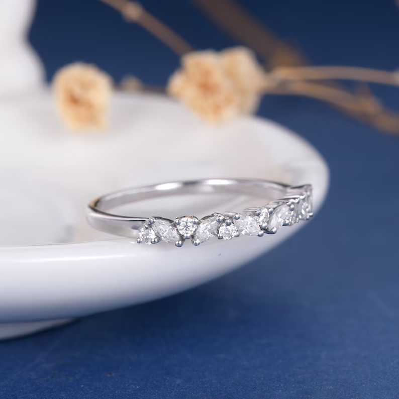 Marquise Moissanite Cluster Wedding Band