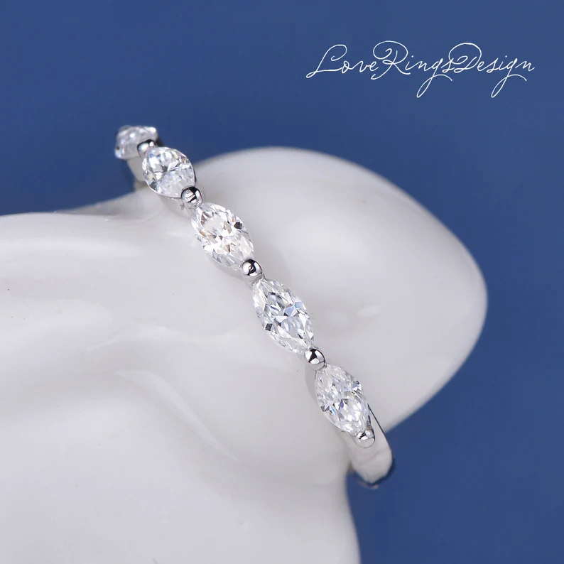Unique Moissanite Wedding Band