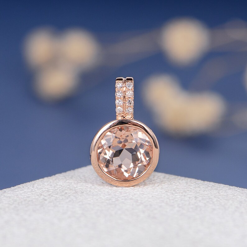 Rose Gold Morganite Pendant Necklace